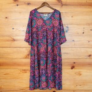 NATURAL LIFE NWT cottagecore Floral Tiered Vibrant Dress SZ Medium